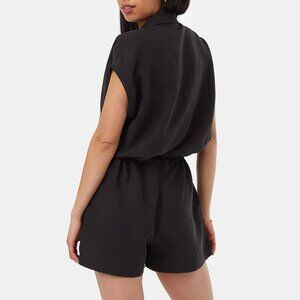 TenTree Women's TreeLinen Button Front Romper Black Women's Size MEDIUM